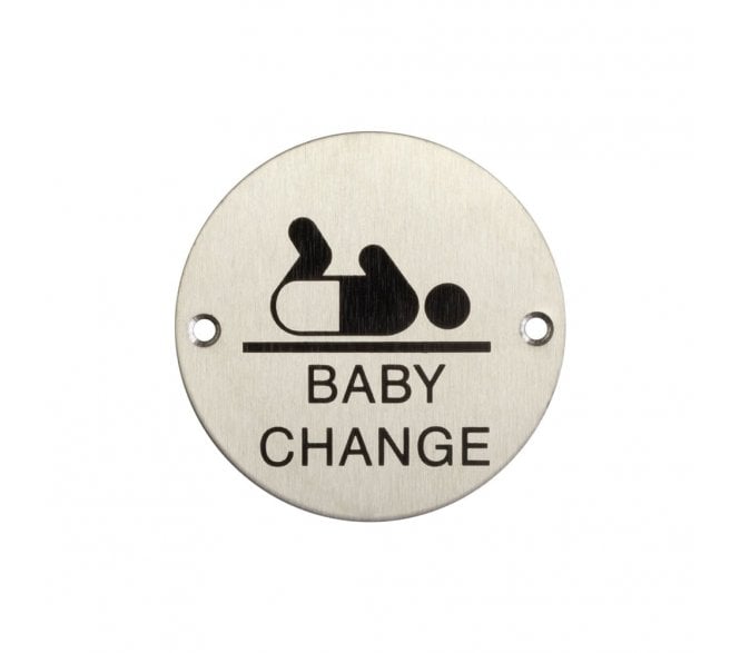Frelan JS107SSS Stainless Steel Baby Change Symbol - 75mm - Satin Stainless Steel