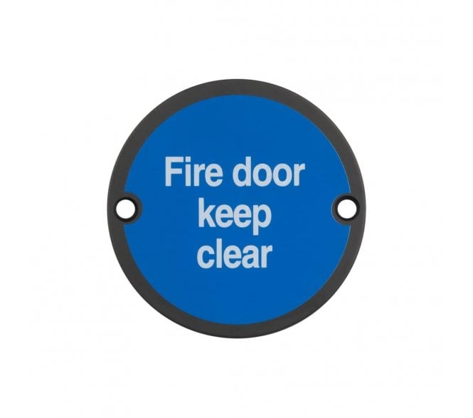 Frelan JS108MB Stainless Steel Fire Door Keep Clear Symbol - 75mm - Matt Black