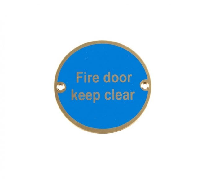 Frelan JS108PB Stainless Steel Fire Door Keep Clear Symbol - 75mm - Polished Brass