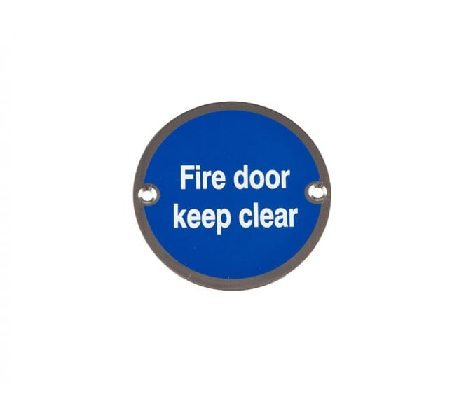 Frelan JS108PSS Stainless Steel Fire Door Keep Clear Symbol - 75mm - Polished Stainless Steel