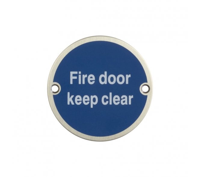 Frelan JS108SSS Stainless Steel Fire Door Keep Clear Symbol - 75mm - Satin Stainless Steel