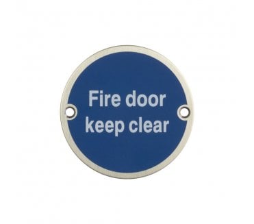 Frelan JS108SSS Stainless Steel Fire Door Keep Clear Symbol - 75mm - Satin Stainless Steel