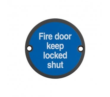 Frelan JS109MB Stainless Steel Fire Door Keep Locked Shut Symbol - 75mm - Matt Black