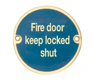 Frelan JS109PB Stainless Steel Fire Door Keep Locked Shut Symbol - 75mm - Polished Brass