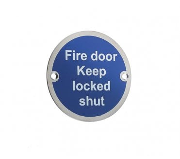 Frelan JS109PSS Stainless Steel Fire Door Keep Locked Shut Symbol - 75mm - Polished Stainless Steel