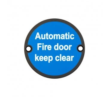 Frelan JS110MB Stainless Steel Automatic Fire Door Keep Clear Symbol - 75mm - Matt Black