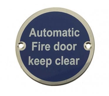 Frelan JS110PSS Stainless Steel Automatic Fire Door Keep Clear Symbol - 75mm - Polished Stainless Steel