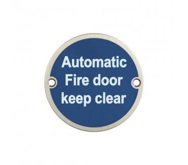 Frelan JS110SSS Stainless Steel Automatic Fire Door Keep Clear Symbol - 75mm - Satin Stainless Steel