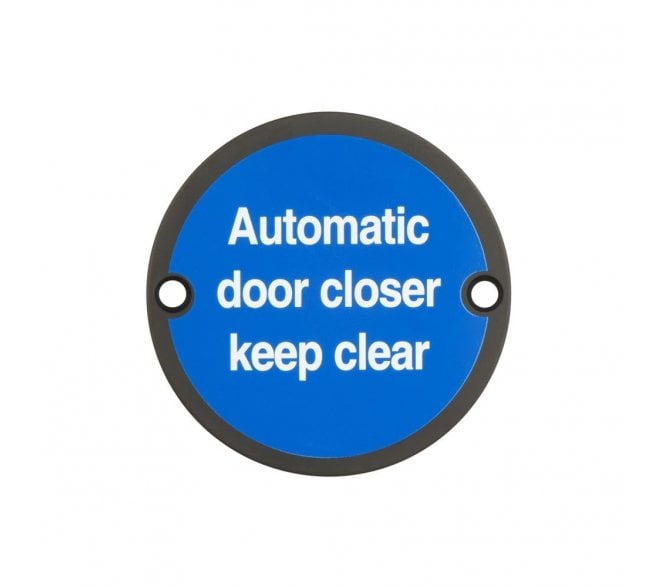Frelan JS111MB Stainless Steel Automatic Door Closer Keep Clear Symbol - 75mm - Matt Black