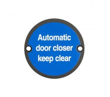 Frelan JS111MB Stainless Steel Automatic Door Closer Keep Clear Symbol - 75mm - Matt Black