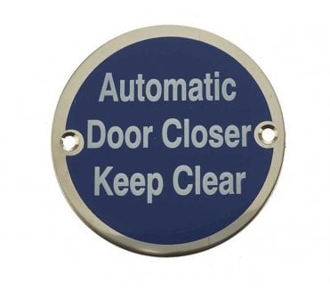 Frelan JS111PSS Stainless Steel Automatic Door Closer Keep Clear Symbol - 75mm - Polished Stainless Steel