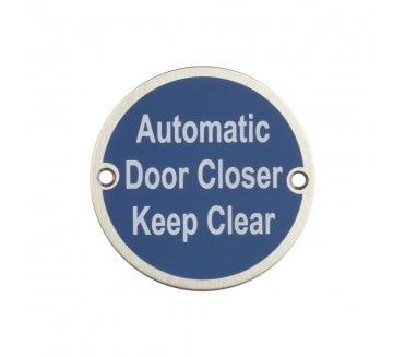 Frelan JS111SSS Stainless Steel Automatic Door Closer Keep Clear Symbol - 75mm - Satin Stainless Steel