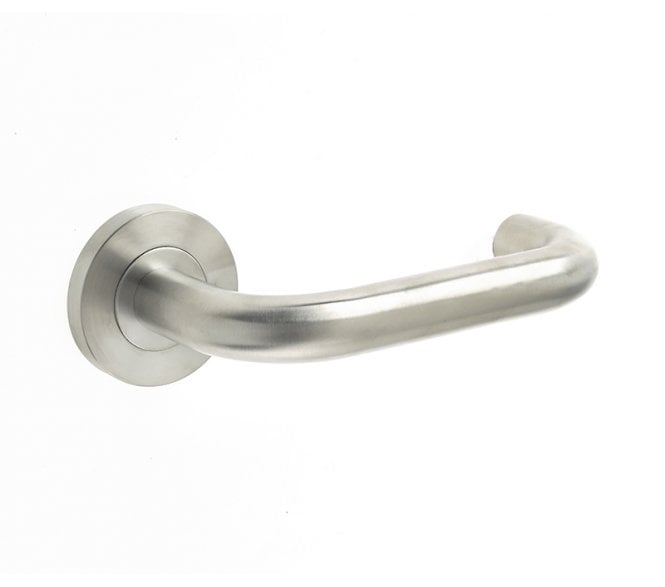 Frelan JSS13 Orbit Door Handle On Round Rose - Satin Stainless Steel