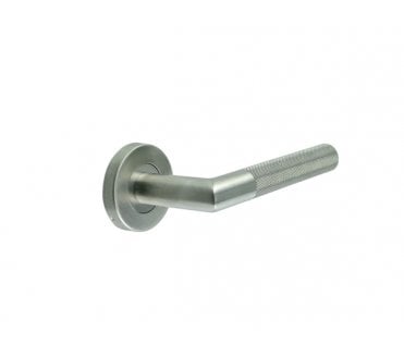 Frelan JSS400 Knurled Lever On Round Rose - Satin Stainless Steel