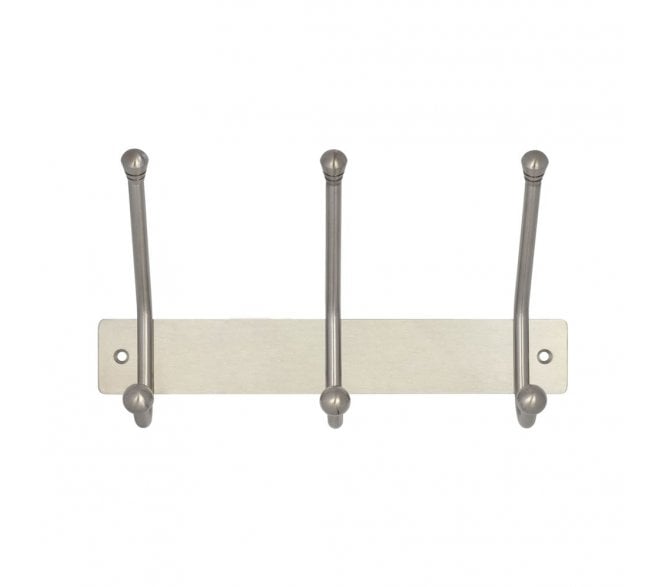 Frelan JSS800 Hookboard (3 Hat & Coat Hooks) - 250mm - Satin Stainless Steel