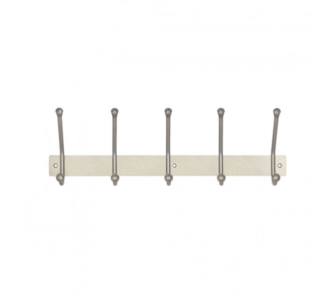 Frelan JSS801 Hookboard (5 Hat & Coat Hooks) - 450mm - Satin Stainless Steel