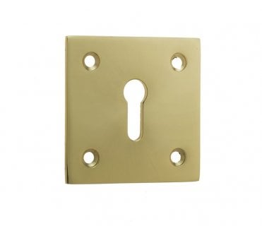 Frelan JV153PB Thin Profile Square Standard Keyhole Escutcheons - 50x50mm - Polished Brass