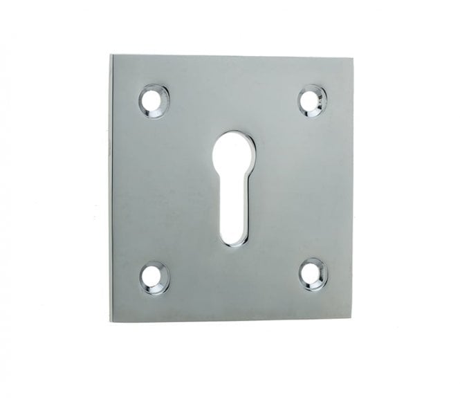 Frelan JV153PC Thin Profile Square Standard Keyhole Escutcheons - 50x50mm - Polished Chrome