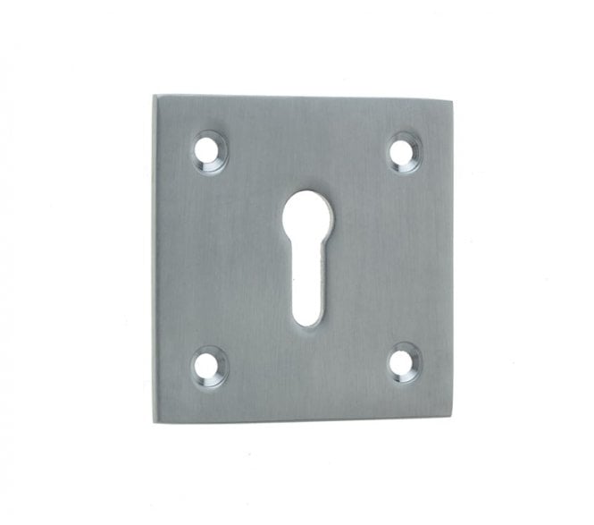 Frelan JV153SC Thin Profile Square Standard Keyhole Escutcheons - 50x50mm - Satin Chrome