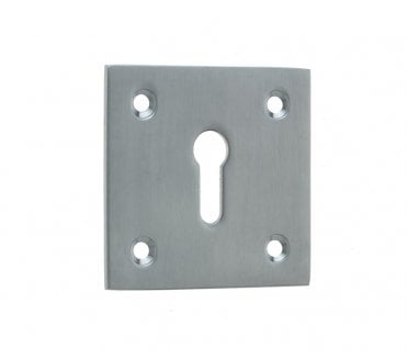 Frelan JV153SC Thin Profile Square Standard Keyhole Escutcheons - 50x50mm - Satin Chrome