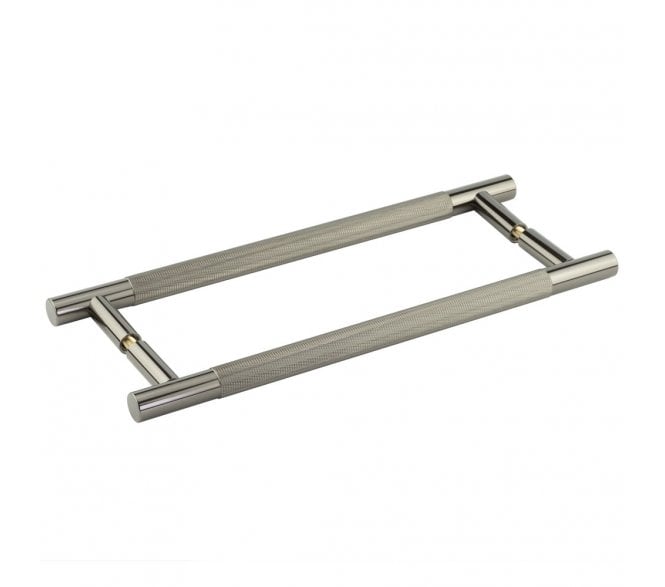 Frelan JV1800 Bari Knurled T-Bar Pull Handles - Back to Back (Pair) - Black NIckel