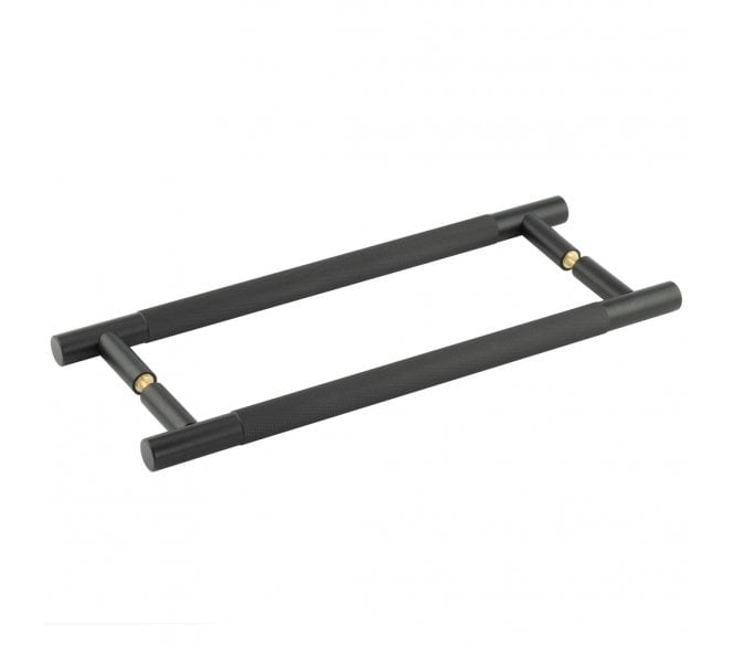 Frelan JV1800 Bari Knurled T-Bar Pull Handles - Back to Back (Pair) - Matt Black