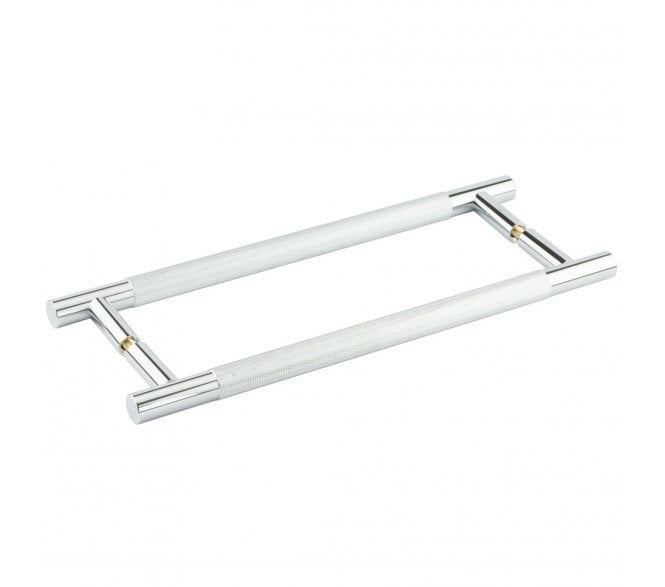 Frelan JV1800 Bari Knurled T-Bar Pull Handles - Back to Back (Pair) - Polished Chrome
