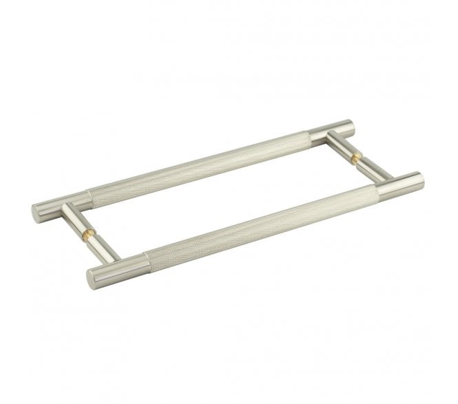Frelan JV1800 Bari Knurled T-Bar Pull Handles - Back to Back (Pair) - Satin Nickel