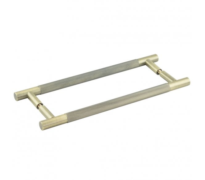Frelan JV1800 Bari Knurled T-Bar Pull Handles - Face Fix - Antique Brass