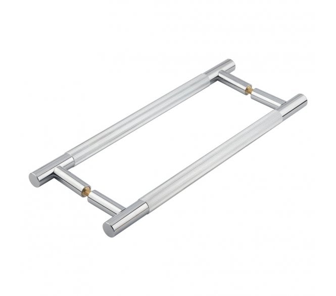 Frelan JV1803 Venice Lines T-Bar Pull Handle - Back to Back (Pair) - Polished Chrome