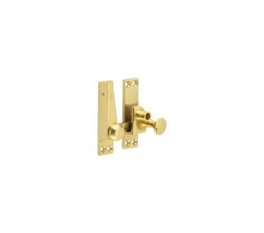 Frelan JV4200LPB Quadrant Fastener For Sash Windws (Lockable) - 70x20mm - Polished Brass