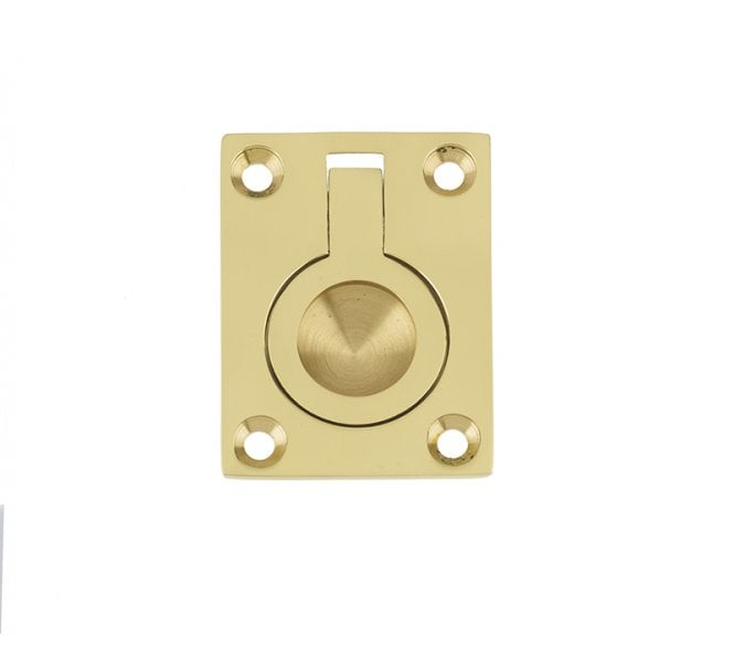 Frelan JV424A Flush Ring Pull 38x50mm - Polished Brass