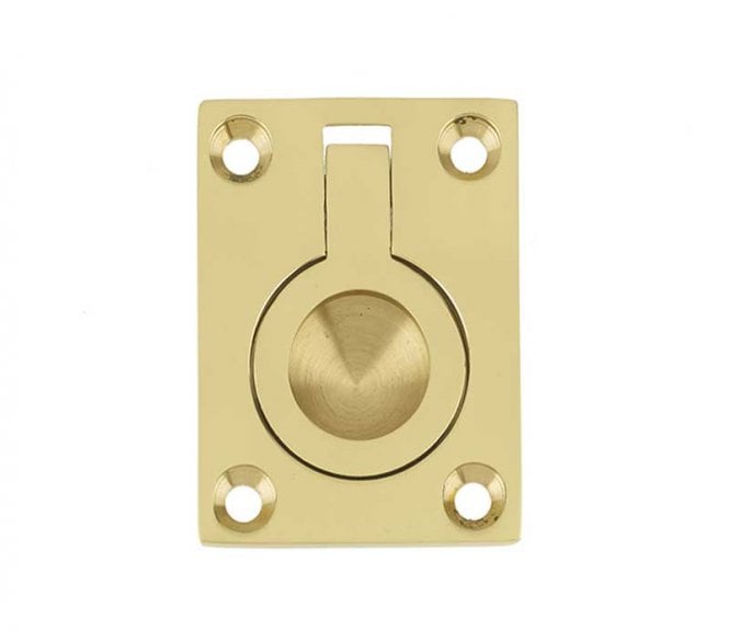 Frelan JV424B Flush Ring Pull 50x63mm - Polished Brass