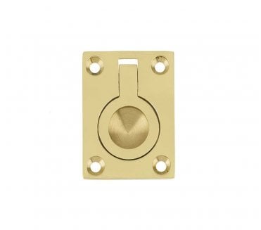 Frelan JV424B Flush Ring Pull 50x63mm - Polished Brass