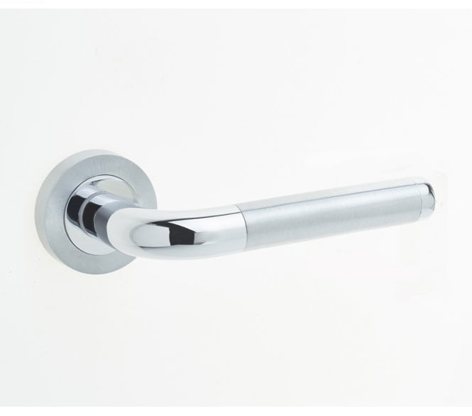 Frelan JV430PCSC Twin Door Handle On Rose - Satin Chrome/Polished Chrome