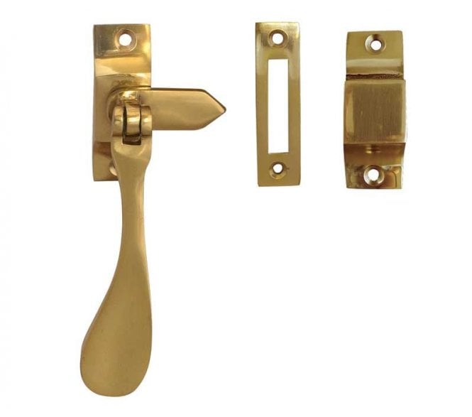 Frelan JV45RPB Victorian Casement Window Fastener - 105mm - Polished Brass