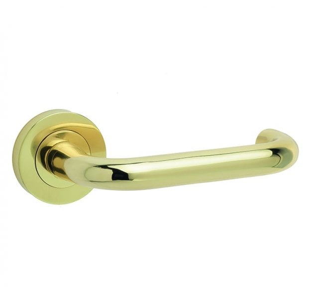 Frelan JV502PB Thame Return To Door Lever On Round Rose - Polished Brass