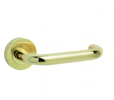 Frelan JV502PB Thame Return To Door Lever On Round Rose - Polished Brass