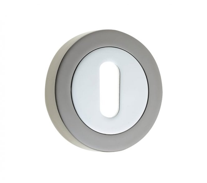Frelan JV503PCBN Designer Standard Keyhole Escutcheons - Polished Chrome/Black Nickel