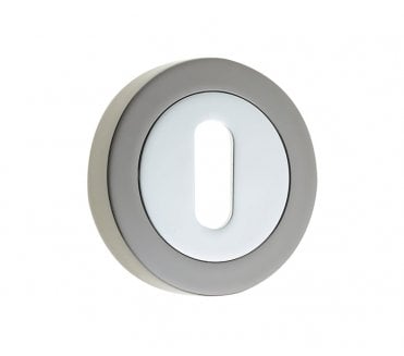 Frelan JV503PCBN Designer Standard Keyhole Escutcheons - Polished Chrome/Black Nickel