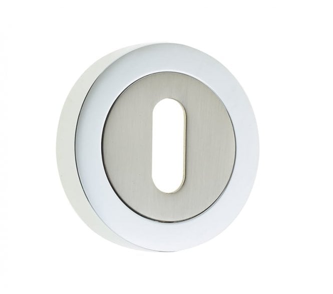 Frelan JV503PCSN Designer Standard Keyhole Escutcheons - Polished Chrome/Satin Nickel