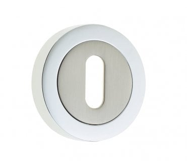 Frelan JV503PCSN Designer Standard Keyhole Escutcheons - Polished Chrome/Satin Nickel