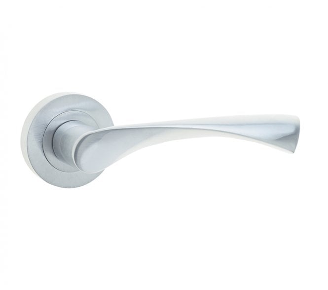 Frelan JV504 Twirl Door Handle On Rose - Satin Chrome