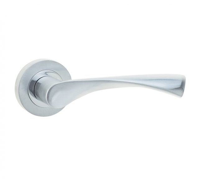 Frelan JV504 Twirl Door Handle On Rose - Satin Chrome/Polished Chrome