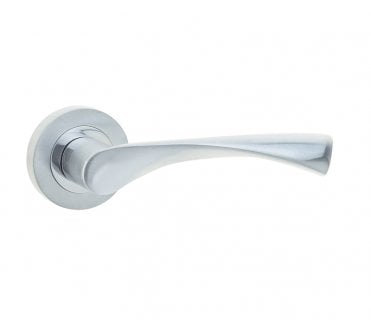 Frelan JV504 Twirl Door Handle On Rose - Satin Chrome/Polished Chrome