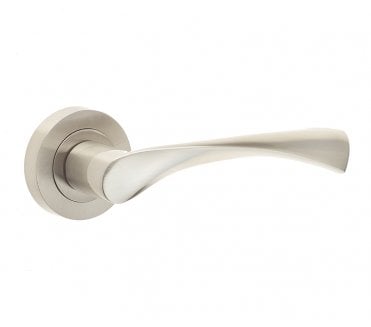 Frelan JV504 Twirl Door Handle On Rose - Satin Nickel
