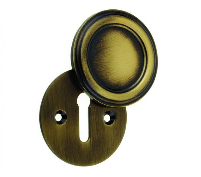 Frelan JV605AB Parisian Art Deco Covered Keyhole Escutcheon - Antique Brass