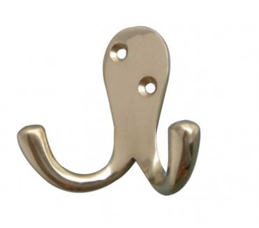 Frelan JV62 Double Robe Hook - Polished Brass
