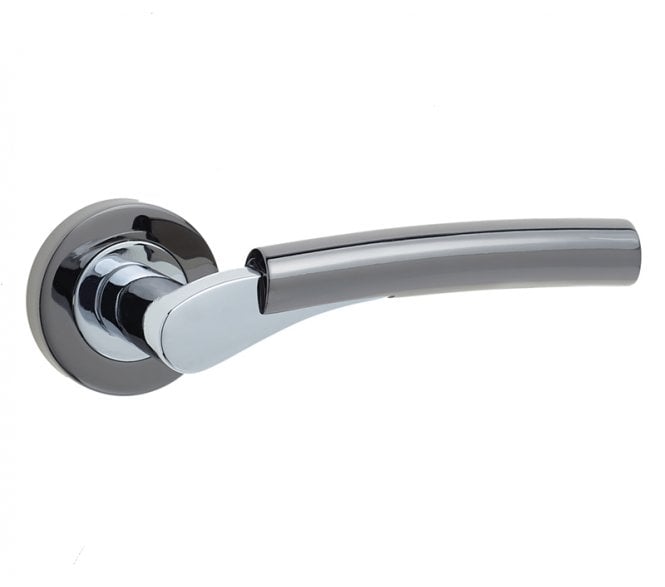 Frelan JV760 Arkus Door Handle On Rose - Chrome/Black Nickel
