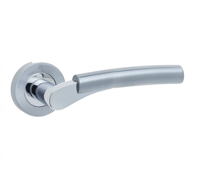 Frelan JV760 Arkus Door Handle On Rose - Satin Chrome/Polished Chrome